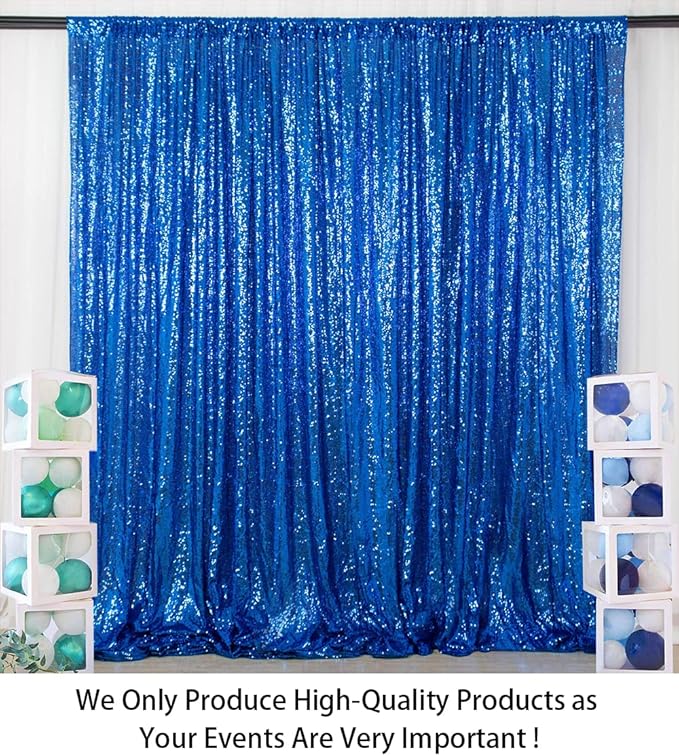 ShinyBeauty Sequin Backdrop Royal Blue 8FTx10FT Glitter Backdrop Photography Background 96Inchx120Inch Blue Shimmer Sequin Fabric Photo Booth Backgrounds for Wedding Banquet Graduation Prom Event