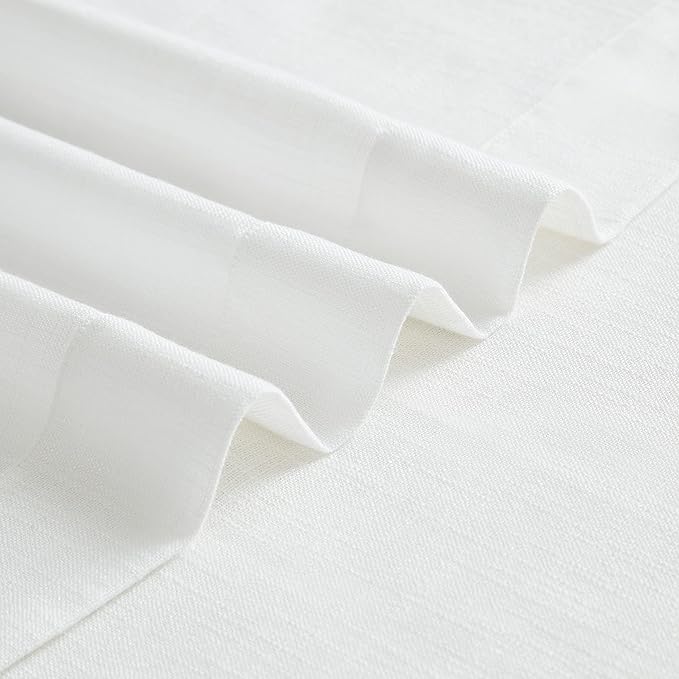 Vision Home White Pinch Pleated Semi Sheer Curtains Textured Light Filtering Window Curtains 95 inch for Living Room Bedroom Patio Rayon Blended Pinch Pleat Drapes with Hooks 1 Panel 80" Wx95 L