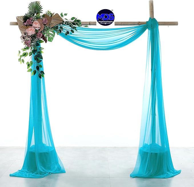 MDS Halloween Chiffon Draping Fabric - 1 Panel, 30" Wide x 40ft Long - Sheer Spooky Arbor & Canopy Drapery for Haunted House Backdrops, Party Ceilings, DIY Costumes & Themed Events - Peacock Blue