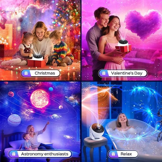 Galaxy Projector for Bedroom【Pro Max】, Upgraded 4K HD Planetarium Projector with 13Film Discs, 15White Noise Machine&Bluetooth Speaker Star Projector,Remote,Room Decor Gifts for Adults Kids