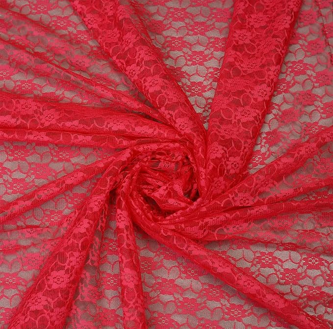 MDS Pack of 20 Wedding 12 x 108 inches Lace Table Runner for Wedding, Decorations for Birthday Parties, Banquets, Graduations, Engagements, and Runners fit Rectangle, Round Table- Red