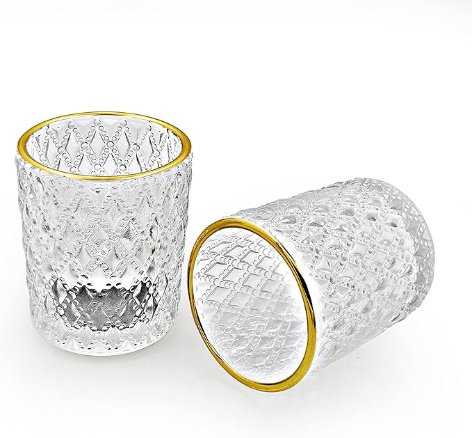 SHMILMH Clear Tealight Candle Holders Set of 24, Glass Votive Candle Holders with Rim for Wedding Table Centerpiece Birthday Party Christmas Decor