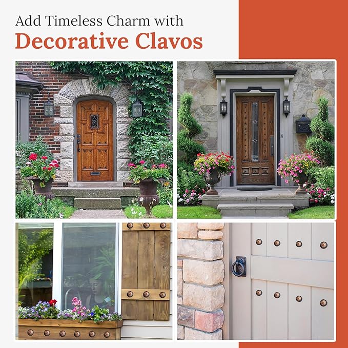 10 Pack 1.5" Round Head Iron Clavos Decorative Nails – Oil Rubbed Bronze – Handmade Rustic Round Fasteners for Farmhouse Shutters, Faux Wood, Barn Doors, Shutters, Gates – Ornamental Wood Accent