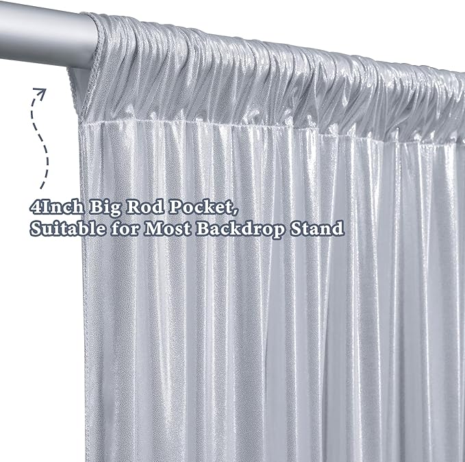 Outpain Thick 20 ft x 10 ft Silver Sequin Backdrop Curtain for Parties, Wrinkle Free Glitter Photo Backdrop Drapes 4 Panels 5x10ft Silver Back Drop Cloth for Wedding Christmas Photography Background
