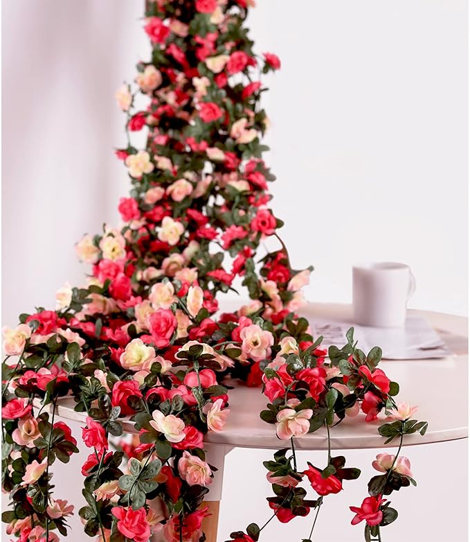 Miracliy 16 Pack 131 FT Flower Garland Decorations Plastic Artificial Flowers for Wedding Decoration Photo Booth Backdrop