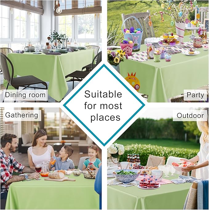 Hiasan Light Sage Tablecloth for Rectangle Tables - Waterproof and Spillproof Washable Fabric Table Cloth for Dining Room Kitchen Party, 60 x 102 Inch