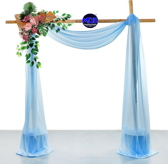 MDS Halloween Chiffon Draping Fabric - 2 Panel, 30" Wide x 50ft Long - Sheer Spooky Arbor & Canopy Drapery for Haunted House Backdrops, Party Ceilings, DIY Costumes & Themed Events - Turquoise