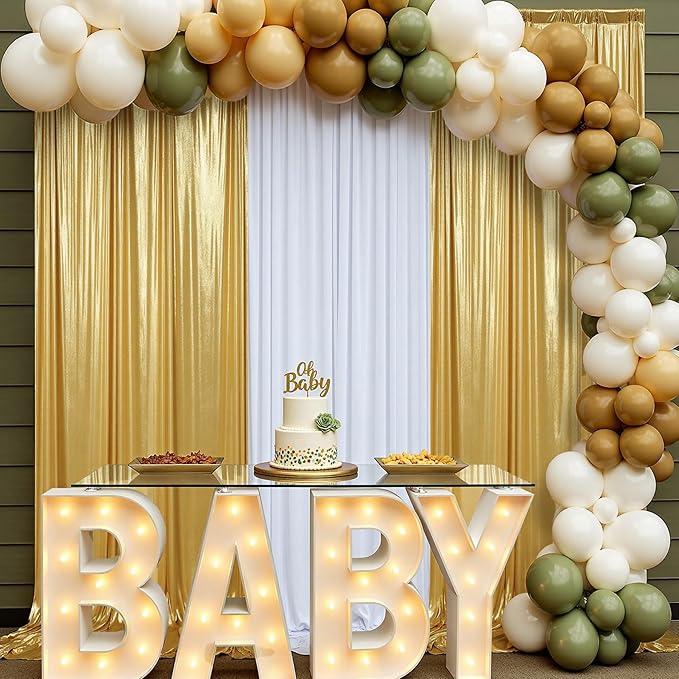 leegleri 30x10ft Thick Gold Glitter Backdrop Curtain Panels for Parties, Wrinkle Free Sparking Sequin Backdrop Drapes, 6 Panels 5x10ft Shimmer Photo Back Drop Cloth for Wedding Birthday Photography