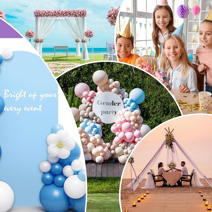LEBENGURU Upgraded 7.2FT Wedding Arch Cover, Baby Blue Spandex Fitted Arch Backdrop Cover, Round Top Chiara Stand Covers for Birthday Party Baby Shower Banquet Balloon Décor
