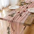 3pcs Pink Gauze Rustic Cheesecloth Table Runner 120 Inch 10 FT for Wedding Baby Shower Bridal Shower Birthday Engagement Garden Outdoor Party Long Sheer Boho Decorations