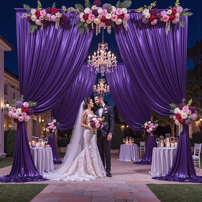 10x10 ft Purple Sequin Backdrop Curtain Panels for Parties, Wrinkle Free Glitter Photo Backdrop Drapes 2 Panels 5x10FT Shimmer Back Drop Cloth for Wedding Birthday Christmas Photography Background