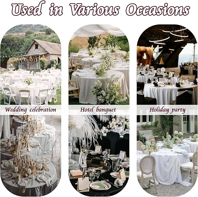 KKJIAF 1 Pack 60 Inch / 5ft Round Table Cloth, Burgundy Overlay Round Satin Table Cover, Silky Satin Dining Tablecloths for Wedding Buffet Parties Banquet Decoration