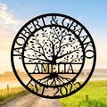 Custom Tree Of Life Metal Signs Wall Art, Personalized Family Last Name Outdoor Metal Signs, Wedding Gifts For Couple, Name Sign Customized Christmas Valentine's Day Housewarming Gifts