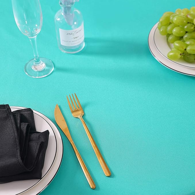 70 inch Round Tablecloth Washable Polyester Table Cloth Decorative Table Cover for Wedding Party Dining Banquet（70 inch,Turquoise）