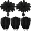 Crowye 100 Pcs Ostrich Feathers Bulk for Centerpieces Craft Ostrich Feathers for Vase Wedding Masquerade Party Home Costume Decorations (8-10 Inch,Black)