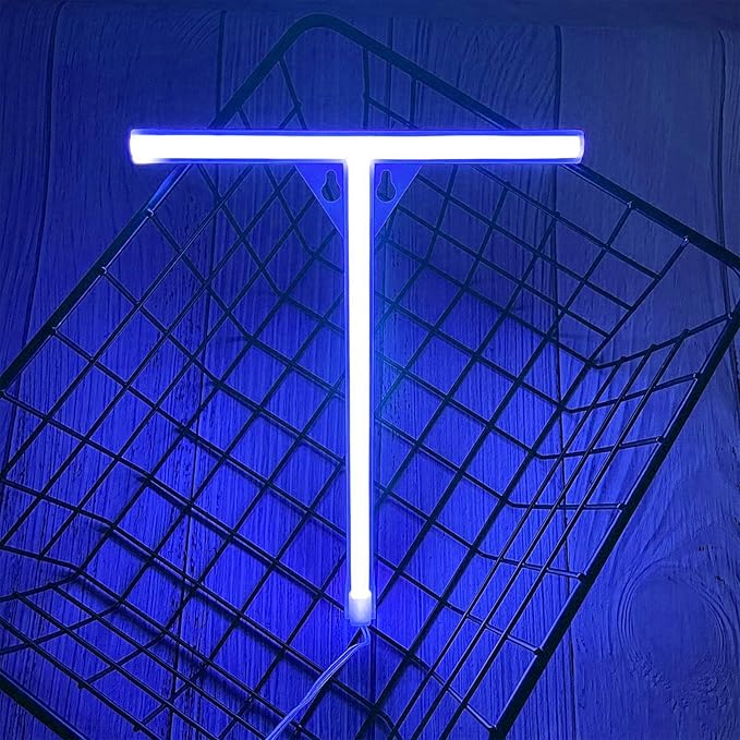 ENUOLI Light Up Letters Neon Signs, Blue Alphabet Neon Lights Wall Decor for Home, Birthday Party, Bar, Valentine’s Day Word-Blue Letter (T)