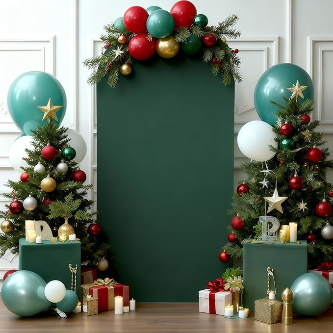 6FT Hunter Green Arch Cover - Polyester Fitted Wedding Arch Stand Covers Round Top Chiara Arch Backdrop Cover for Birthday Party Banquet Photo Background Decoration