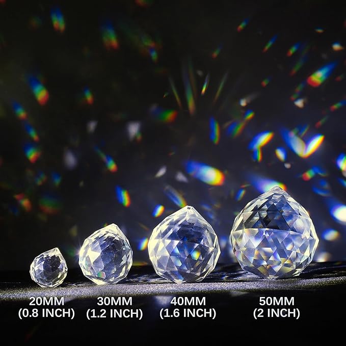Crystalsuncatcher 20mm/0.78inch Clear Glass Crystal Ball Prism Feng Shui Lamp Hanging Drop Chandelier Pendants Suncatchers Pack of 12 pcs