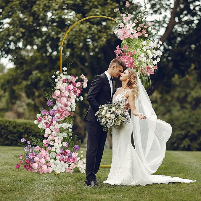 U+U 7.2FT Arch Backdrop Stand, Gold Arch Stand for Wedding Birthday Party Bridal Baby Shower Balloon Arch Decoration