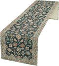 Vintage Boho Floral Table Runner, Rustic Country Farmhouse Blue Teal Red Bohemia Flower Pattern for Home Kitchen Table Decor Dining Coffee Room Party Decor 13x108in