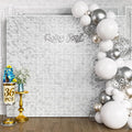 Qcity Matte White Sequin Wall Backdrop 36PCS, Black Back Not See-Through Design, Square Sequin Glitter Backdrop Panel, Perfect for Outdoor Events, Birthdays, Wedding and Party Decoration