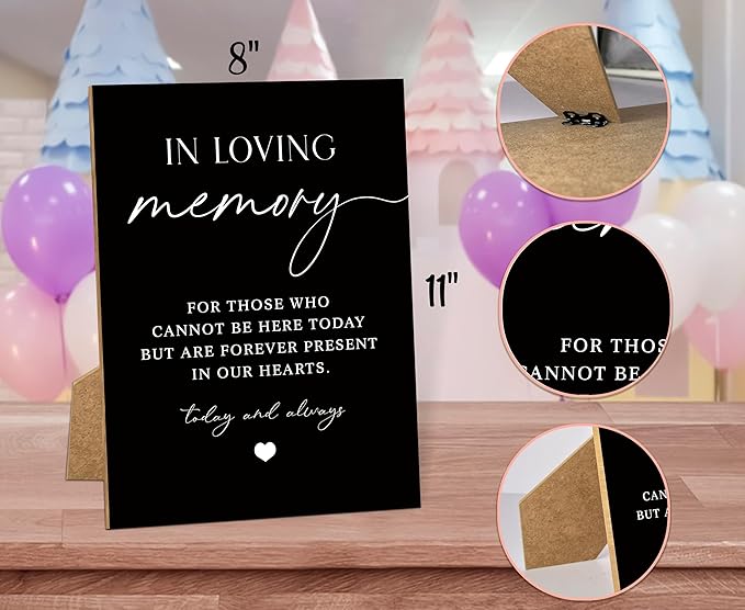 Wedding Memorial Sign, 8x11 Black Minimalist Style Memorial Table Sign for Wedding, In Loving Memory Sign,Wedding Decorations, Wedding Table Decor, Memorial Gifts For Loss of Loved One -8
