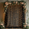 10x10ft Black Tulle Backdrop Curtain with String Lights, Wrinkle-Free Sheer Wedding Backdrop for Birthday Parties, Baby Showers, Bridal Showers, Photo Shoots and Home Decorations, Black
