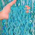 4 Pack Teal Aqua Blue Wavy Foil Fringe Curtains Party Decorations - 3.3 ft x 6.6 ft Sparkle Streamer Tinsel Curtain Party Photo Backdrops for Birthday Party Christmas Graduation Decoration