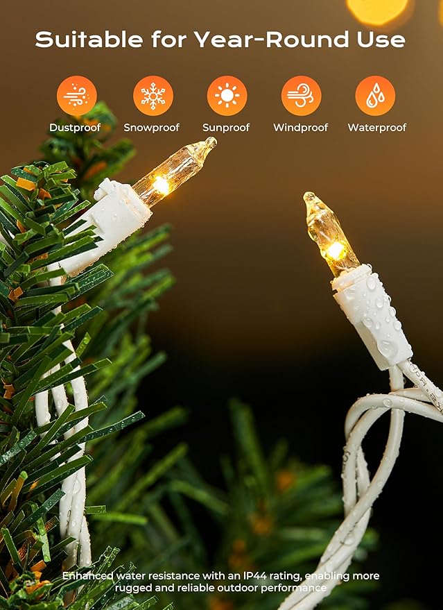 Minetom LED Clear Christmas String Lights, 50 Count 16 Feet LED Christmas Lights Bulb, Christmas Decorations Indoor, Christma Tree Lights for Indoor Outdoor Xmas Wedding Party Festival