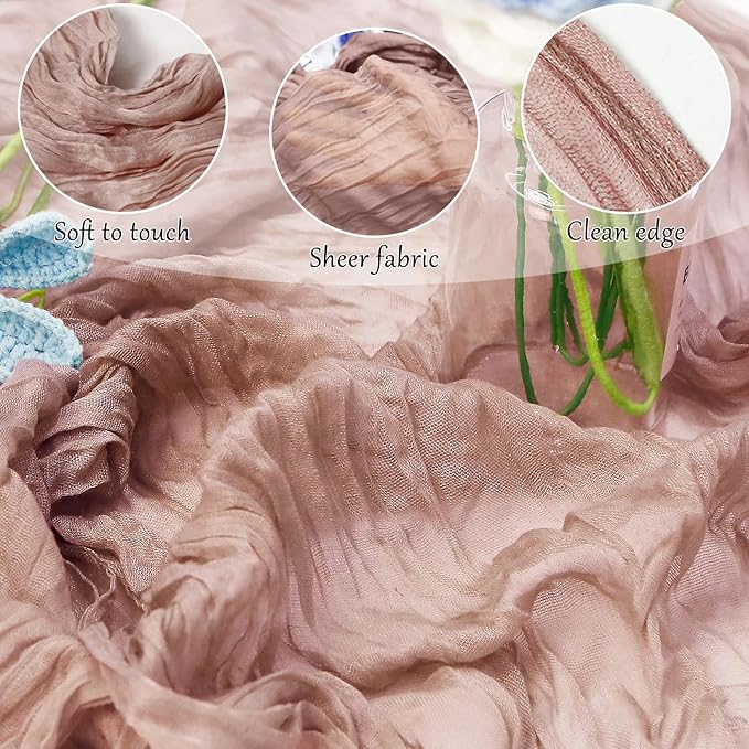 1-Pack Dusty Pink Cheesecloth Table Runners – 10FT (35x120 Inch) Boho Rustic Gauze Fabric Cheese Cloth Table Runner for Weddings, Baby Showers, Bridal Shower, Farmhouse & Birthday Party Decor