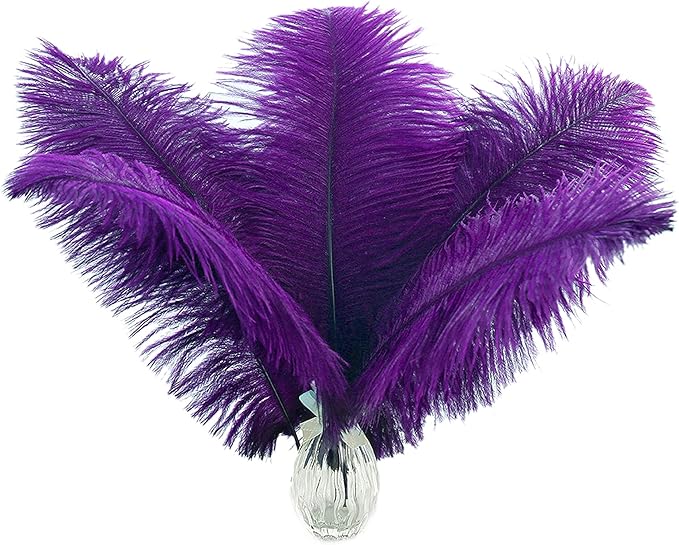 Ballinger Purple Ostrich Feathers Bulk - 24Pcs 10-12inch Feathers for Vase, Party Centerpieces Mardi Gras and Home Decor