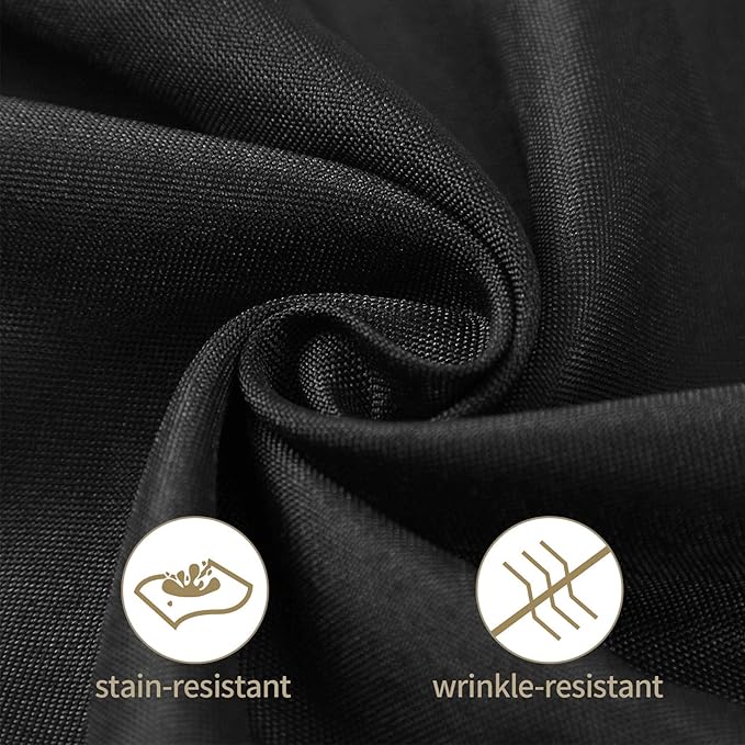Ascoza 2pack 90x156 Inch Black Rectangular Tablecloth 8 Feet Table Cloth in Polyester Fabric for Wedding/Banquet/Restaurant/Parties