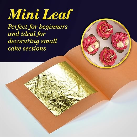 Barnabas Blattgold Edible Gold Leaf 24K - Cake Decorations, Loose Gold Leaf Sheets for Cupcakes - 1.5 inches, Interleaf of 48