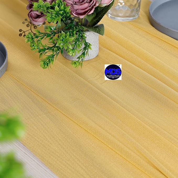 MDS Halloween Chiffon Table Runner - 5 Pack, 29 x 170 Inches, 14ft Each - Sheer Spooky Table Runners for Haunted House Parties, Trick-or-Treat Tables, Witchy Décor, Wedding & Events - Gold