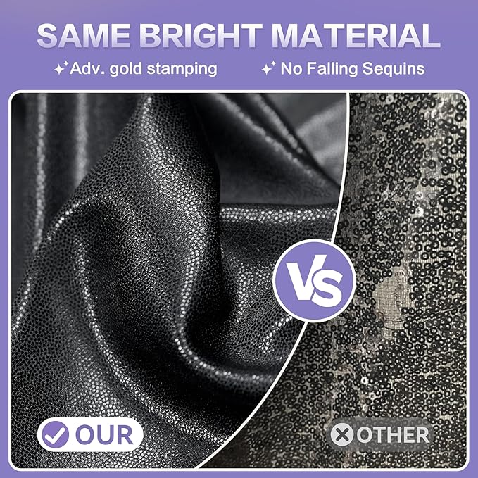 gogoparti 10x10FT Black Sequin Backdrop Curtain - 2 Panels of 5x10FT Wrinkle-Free Glitter Drapes for Photography, Birthdays, Weddings & Graduations