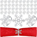 Patelai 100 Pieces Snowflake Napkin Rings Thanksgiving Christmas Napkin Holders Exquisite Household Rhinestone Napkin Rings Set for Christmas Wedding Dinner Party Table Decoration (Silver)