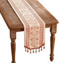 ISAENNE Designer Vintage Linen Extra Long Table Runner 118 Inches,Red Floral Pattern Modern Decor Table Runners for Dining Tables,Thanksgiving,Kitchen Tables,Christmas,Banquet,12"*118"-Chamonix A