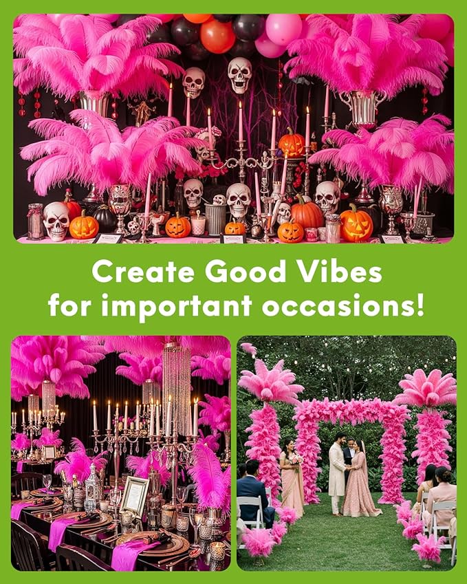 NEWONG 30pcs Fuchsia Ostrich Feathers Natural Bulk 11-14inch(28-35cm) Vase Craft Wedding Home Party Centerpieces Christmas Day Decoration