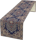 Boho Floral Vintage Table Runner, Blue Purple Retro Flower Rustic Country Farmhouse Pattern for Home Kitchen Table Decor Dining Coffee Room Party Decor 13x90in
