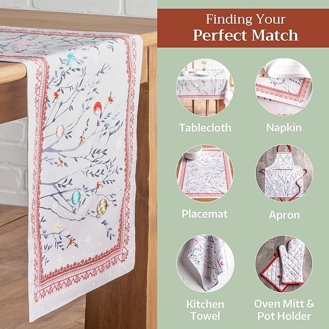 Maison d' Hermine Table Runner 100% Cotton Single Layer Table Runners 108 inches Long for Thanksgiving Christmas Decorations Home Kitchen Dining Party Wedding (Fairy Christmas, 14.5" x 108")