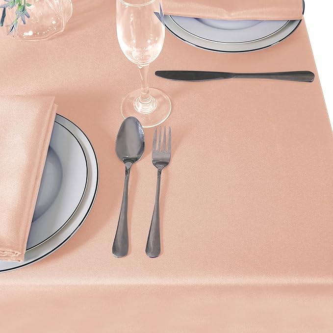Cupuamon Square Tablecloth 52x52 inch Washable Polyester Fabric Table Cloth for Wedding Party Dining Banquet Decoration（52x52,Dusty Pink）