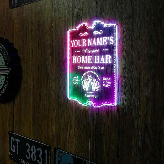 ADVPRO Personalized Your Name Home Bar RGB Dynamic Glam LED Sign - Cut-to-Edge Shape - Smart 3D Decoration - Multicolor Signage st06s43-fnd-p11c-tm-c