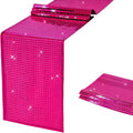 SquarePie Disco Table Runner Mirror Glitter Hot Pink Sequin Runner for 70s 80s Disco Dance Bachelorette Party Supplies Table Decorations (12x108 Inches ,2 Pack)