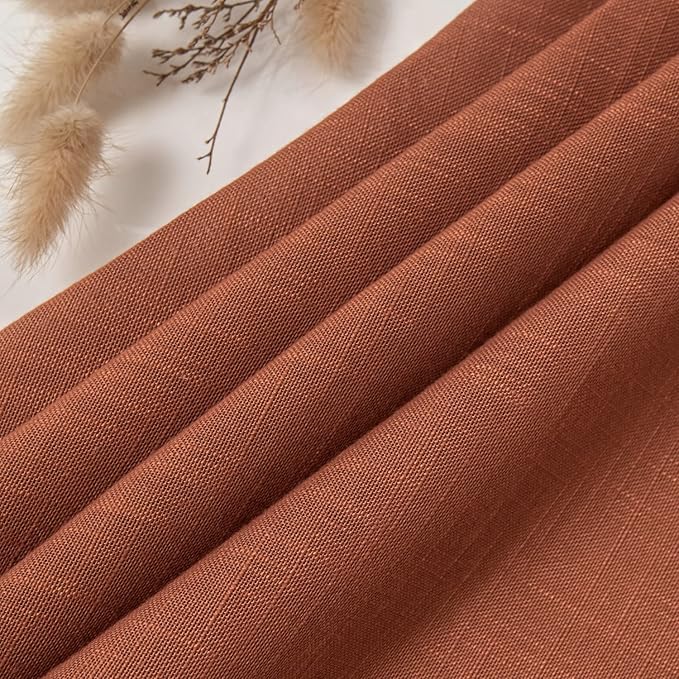 maxmill Lux Faux Linen Table Cloth with Slubby Texture Wrinkle Resistant Anti-Shrink Soft Fall Tablecloth for Kitchen Dining Tabletop for Thanksgiving Parties Rectangle 60 x 140 Inch Rust