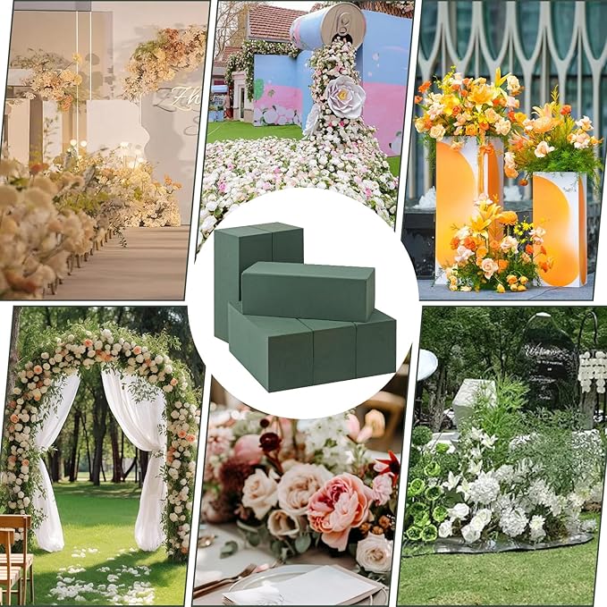 IHDYPPEW 8 PCS Green Floral Foam Blocks, 9"L x 4"W x 3.2"H Floral Foam for Flower Arrangements, Dry and Wet Florist Foam for Flowers, Flower Foam Bricks for Flowers Business, Outdoor, Weddings