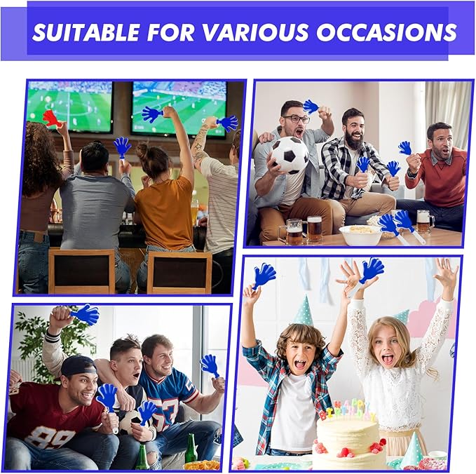 36 Pcs Hand Clappers Noisemakers 7.5 Inch Clappers Noisemakers Plastic Hand Clappers for Birthdays Game Football Sporting Events Cheers Supplies Dance Basketball Football Noisemakers(Blue and White)
