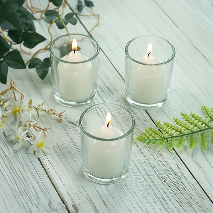 WGV Tea Light Votive Candle Holder 2.2x2.75, Clear Tiny Utility Cylinder Glass Vase, Small Planter Terrarium for Home Accent Decor, 24 Pc