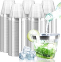 [200 Pack] 9oz Clear Plastic Cups with Silver Rimmed Sturdy & Food Safe Disposable Wine Glasses Party Wedding Disposable Drinking Cups Plastic Cocktail Glasses for Wine, Juice & Cold Beverages