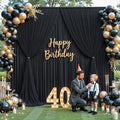 Black Tulle Backdrop Curtain for Parties Wedding,5ft x 10ft Wrinkle Free Curtain Backdrop,2 Layer Drapes for Backdrop,Polyester Wedding Back Drop for Bridal Shower Birthday Baby Shower Photography