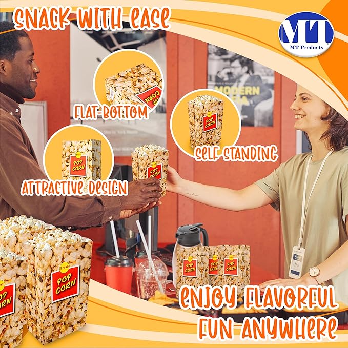 MT Products Small Popcorn Bags 1.5 oz. - Popcorn Holders for Party - Pack of 50